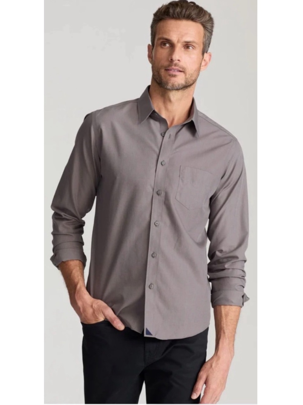 UNTUCKIT Men’s Size Lg Relaxed Fit Gray Sangiovese Long Sleeve Button Down Shirt